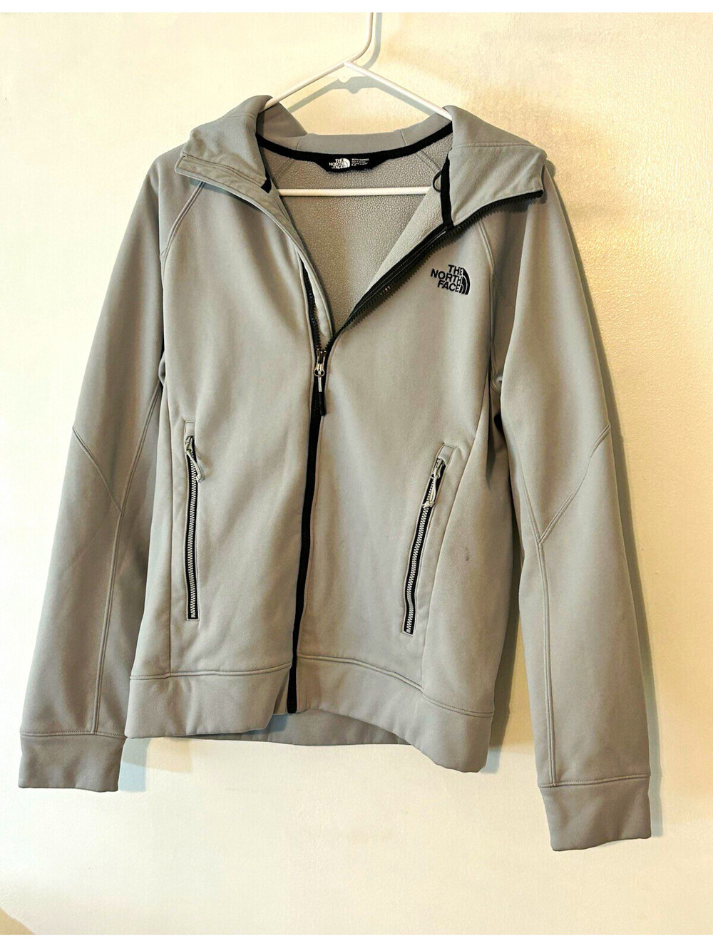 The North Face Men's Gray Fleece Full Zip Hooded Hoodie Pockets Solid S